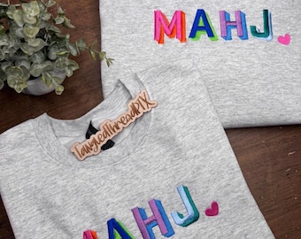 Sudadera bordada Mahj Mahjong / Hecha a pedido / Azulejos / Colorida