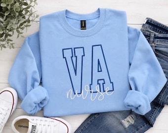 VA Nurse Sweatshirt, Embroidered Veterans Affairs Nurse Crewneck, VA Hospital Nurse Gift, Registered Nurse Gift