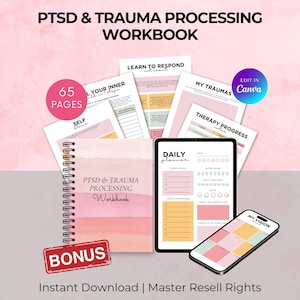 Manual de sanación del TEPT y el trauma: Terapia cognitivo conductual, autocuidado (plantilla de Canva)