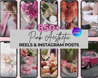 ピンクのInstagramリールと投稿、Canvaテンプレート（デジタルダウンロード）