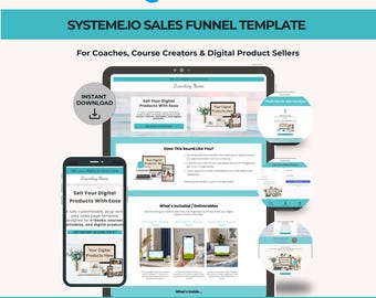 Systeme.io ファネルテンプレート – デジタル製品販売者向け Ocean Breeze セールス＆サンキューページ