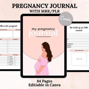 Schwangerschaftstagebuch & Schwangerschaftsplaner & Mutterschaftsplaner Schwangerschaftsplaner & Schwangerschaftskalender Checkliste PLR Digitale Produkte DFY Canva Template