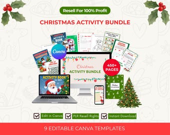 クリスマスアクティビティバンドル | 450種類以上の印刷可能なゲーム、ワークシート、プランナー | PLR MRR Rights