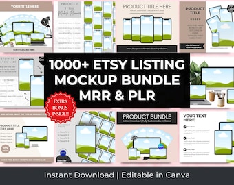 Etsy リスティング モックアップ バンドル: 1000 種類以上の Canva テンプレート (MRR および PLR) (デジタル ダウンロード)
