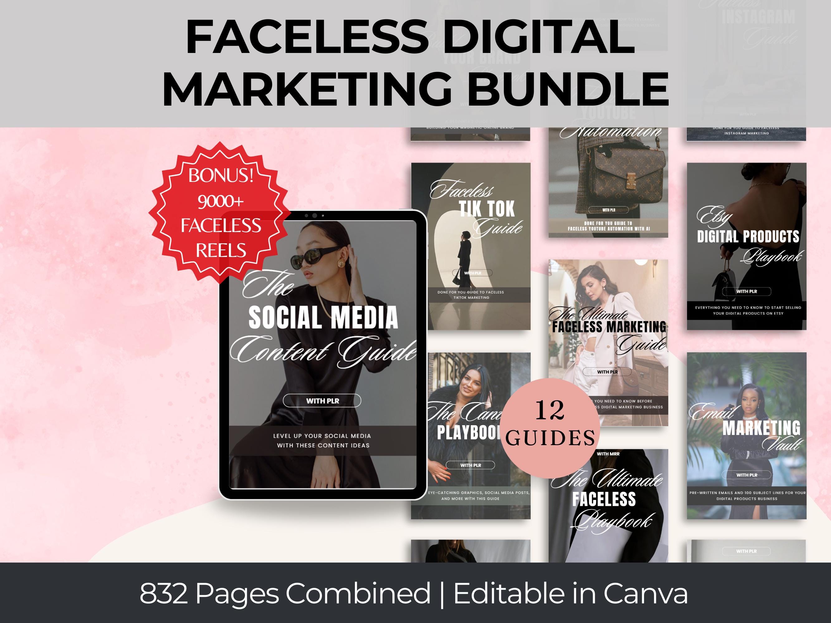 Faceless Digital Marketing Guide Bundle: Canva Templates & Reels (MRR ...