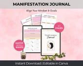 Manifestation Journal: Gratitude Planner, Wellness Workbook (Canva Template, Digital Download)