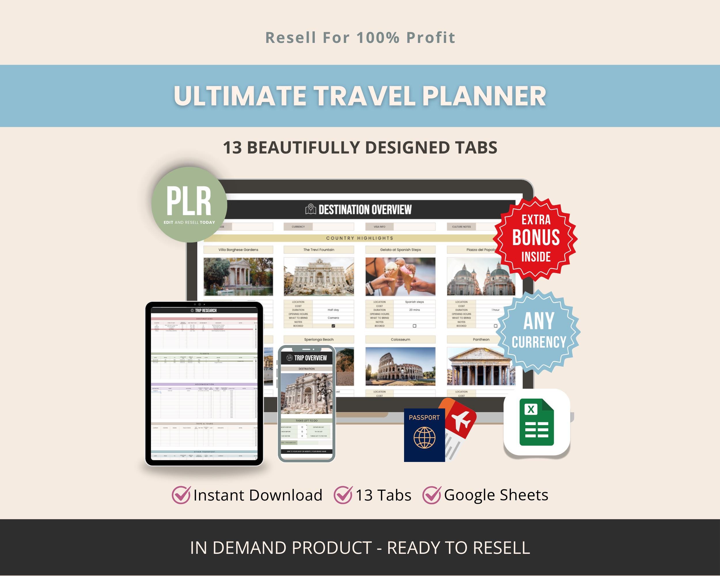 Travel Planner Spreadsheet | Google Sheets Trip Budget, Itinerary ...