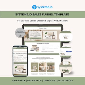 Systeme.io Funnel Template – Olive Sand Sales & Thank You Pages for Digital Product Sellers