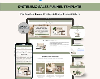 Systeme.io ファネルテンプレート – デジタル製品販売者向けオリーブサンド販売＆サンキューページ