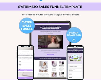 Systeme.io セールスファネルテンプレート Lilac Bloom – 7ページ構成の完成済みファネル