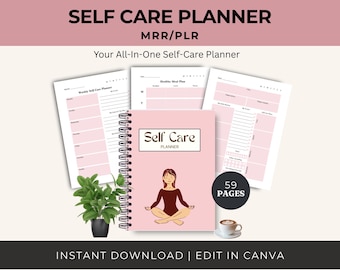 Planner per la cura di sé: diario di benessere, bellezza e salute mentale (modello PLR Canva)