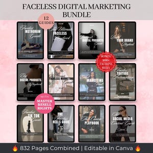 Faceless Marketing Guide Bundle: Reels, eBooks, Canva Templates (PLR/MRR)