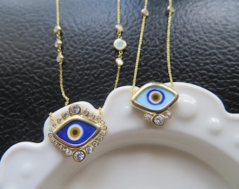 Gold Evil Eye Necklace, Blue Evil Eye Necklace, Evil Eye Jewelry, Protection Necklace, Protection Jewelry, Talisman Necklace