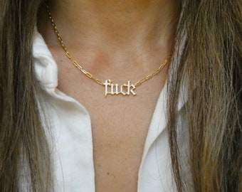 Fuck Necklace, Fuck You Necklace, FU Necklace, F Necklace, Swear Necklace, Layering Necklace, Minimalist Necklace