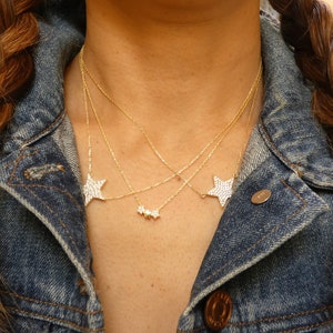 Tiny Star Necklace, Mini Star Necklace, 3 Star Necklace, Celetisal Necklace, Gold Star Necklace, Trio Star Necklace,