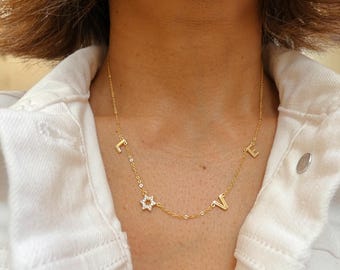 Star of David Necklace, Magen David Necklace, CZ Love Star of David Necklace, Jewish Necklace, Jewish Jewelry, Gift for Her, Gift for Friend