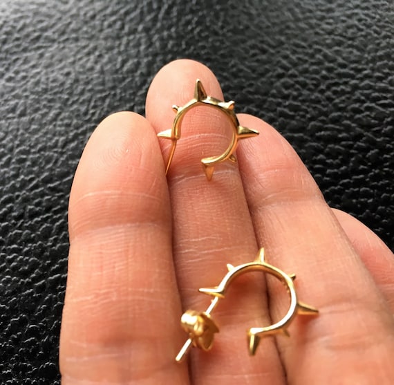 Spike Hoops, Spike Huggies, Spike Earrings, Mini Hoops
