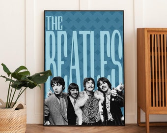 Los Beatles, decoración de habitación, póster de los años 60, descarga digital, imprimible, póster de música retro, impresión musical, póster de los Beatles, decoración del hogar, dormitorio