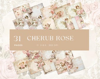 Cherub Rose Junk Journal Paper and ephemera (Digital Download)