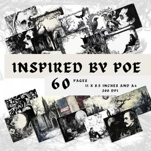 Edgar Allan Poe Inspired Gothic Scrapbook Paper (Digital Download)