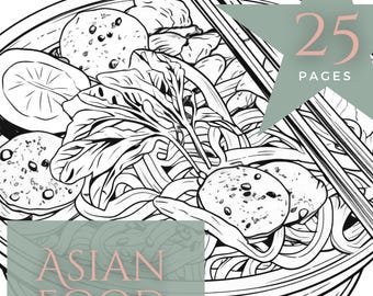Kleurboek Aziatisch eten: afdrukbare keukenillustraties (digitale download)