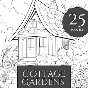 Digitales Malbuch-Bundle: Thema Landhaus, bedruckbare Seiten für Erwachsene, entspannende Kunsttherapie, sofortiger Download, kreative Flucht