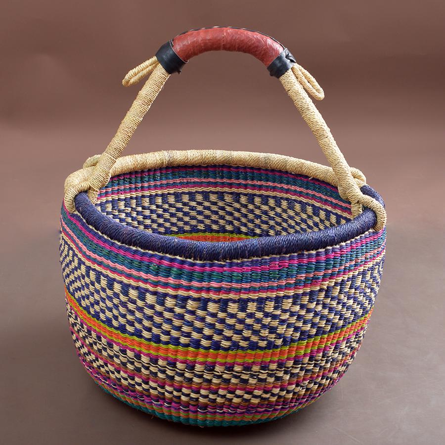 African Woven Basket Farmer Market Basket Bolga Storage Basket Round ...