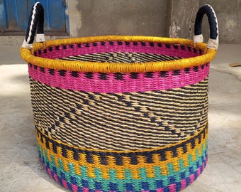 Short straw tub| bedroom mini hamper| clothes storage basket| Short laundry basket| laundromat basket with handles| woven laundry basket