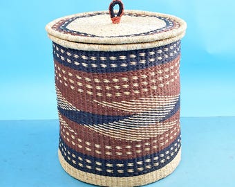 Tall laundry basket with lid| large storage basket| large woven cloth organizer