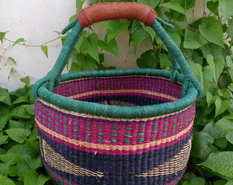 Cesta para mercado agrícola / cesta redonda / cesta de regalo de Navidad / cesta de almacenamiento para la playa / cesta de cosecha / cesta de almacenamiento Bolga / cesta natural