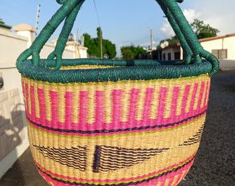 Cesta de la compra de comestibles/ Cesta de mimbre redonda tejida a mano