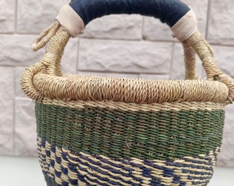 Small gift basket for kids| straw market basket| kids doll basket| Bolga small storage basket| mini basket for storage| cute straw tote