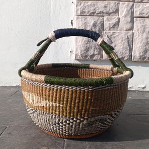 Cesta de la compra/ cesta de frutas para acampar/ cesta de recolección/ cesta redonda tejida a mano/ mini cesta de mercado/ cesta de almacenamiento Bolga imagen 6