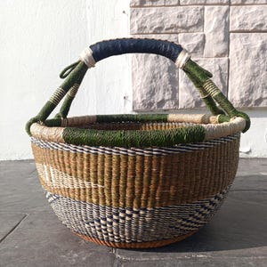 Cesta de la compra/ cesta de frutas para acampar/ cesta de recolección/ cesta redonda tejida a mano/ mini cesta de mercado/ cesta de almacenamiento Bolga imagen 1