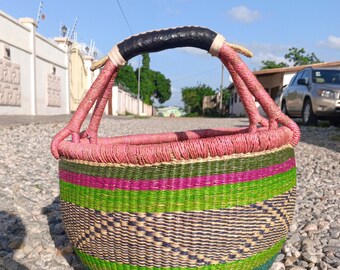 Cesta de compra redonda ecológica: ideal para comestibles y para organizar el almacenamiento en el mercado agrícola o para acampar.