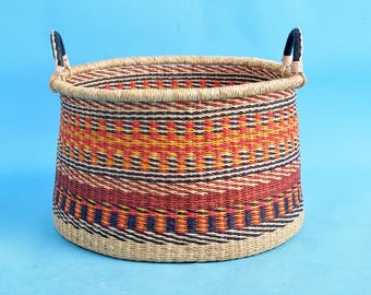 Cesta para guardar ropa/ Cesta de lavandería corta con asas/ Bolga tejida apilable/ Cesto para dormitorio/