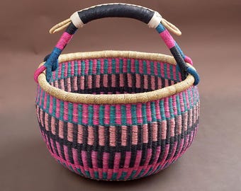 Cesta de almacenamiento bolga tound/ comprador de paja tejida a mano