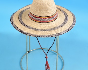 Cappello da sole in paglia/cappello alla moda a tesa larga con cinturini regolabili