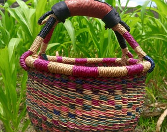 Kids gift basket| Bolga small storage basket| cute straw tote|