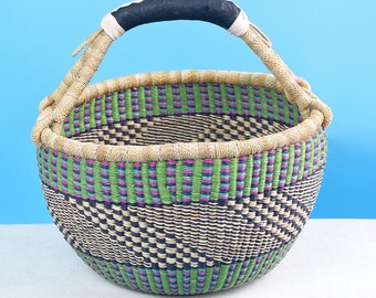 Cesta pequeña de paja/cesta de almacenamiento tejida a mano/bolsa de compras redonda de mimbre/bolsa para el mercado agrícola/organizador para acampar