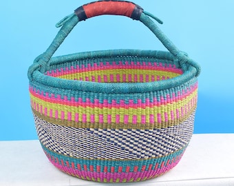 Cesta de compra redonda/Cesta de compra tejida a mano