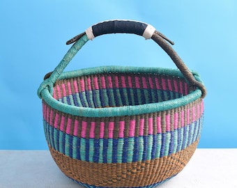 Cesta tejida a mano para la compra de comestibles o para el jardín