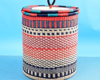 Cesta de mimbre africana para la ropa sucia/cesta grande para guardar ropa sucia/cesta grande de paja con tapa/organizador de dormitorio