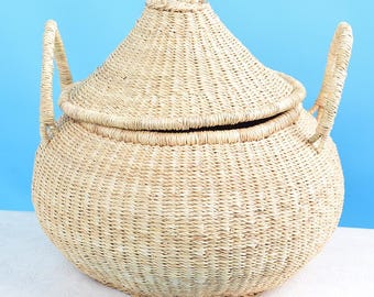 Cesta de paja para tesoros/ cesta de mimbre con tapa/ cesta de decoración para el hogar/ cesta de paja llamativa/ cesta de almacenamiento natural para el hogar