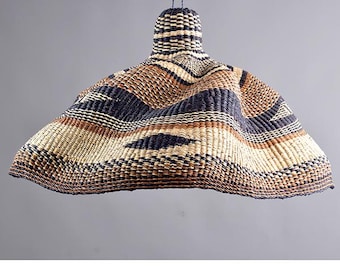 Handwoven ceiling lampshade| Bolga straw lampshade| hanging lightshade| small wicker bulb shade| pet lampholder| natural handmade lampshade