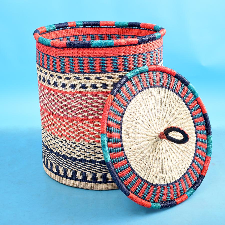 蓋付き籐製ランドリーバスケット｜大型収納バスケット｜小型布製