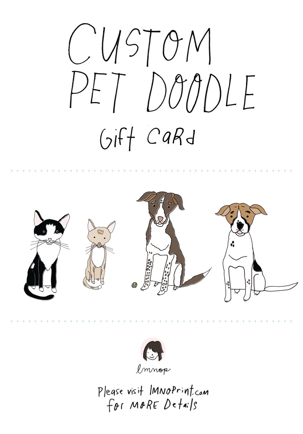 Custom Pet Doodle Gift Card Etsy