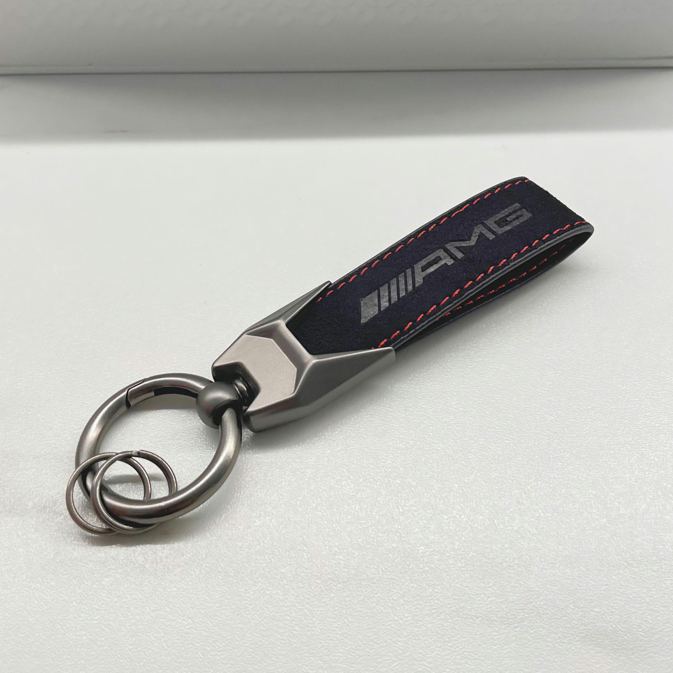 Mercedes-benz AMG Key Fob in Black With Red Stitching, Alcantara