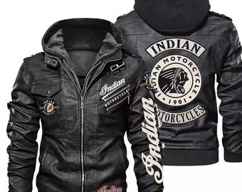 Giacca Biker Uomo In Vera Pelle Di Mucca Trapuntata - Collo In Pelliccia Staccabile - AAEION - Foto 4
