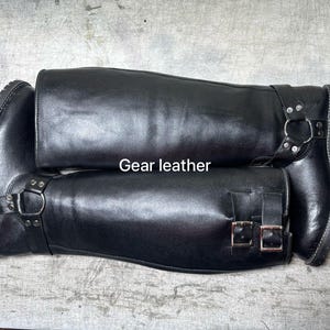 Handmade Men Black Boots | Vintage 1990s Men&#39;s Biker Boots | Black Leather Stone Engineer Boots | Men Buckle Motorcycle Rider Boots for Men